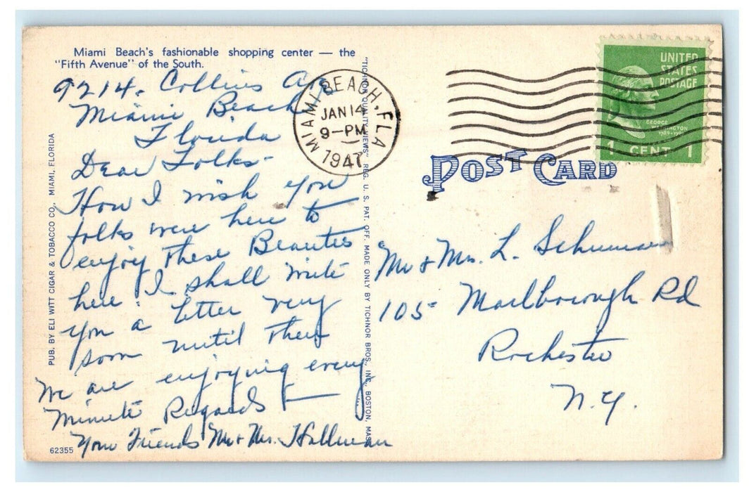 1947 Lincoln Road Looking East From Lennox Ave Miami Beach Florida FL Postcard