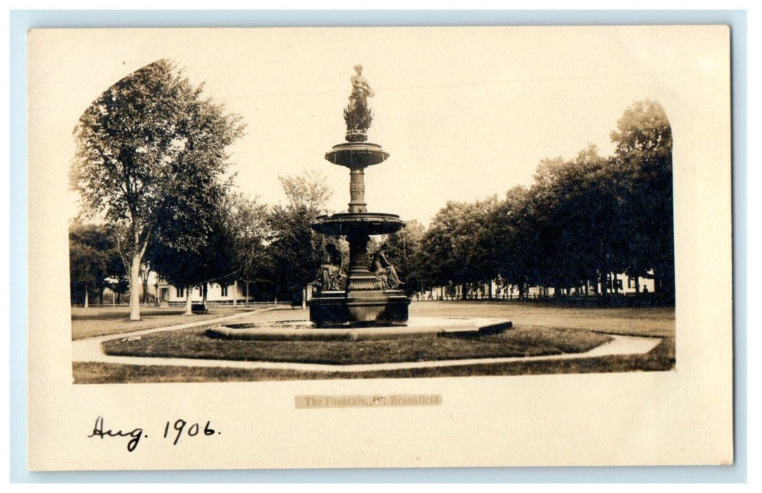 1906 View Of The Fountain West Brookfield Massachusetts MA RPPC Photo Postcard