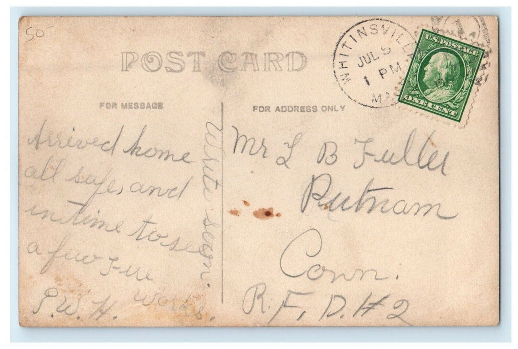 c1910's Memorial Hall Building Whitinsville Massachusetts MA RPPC Photo Postcard