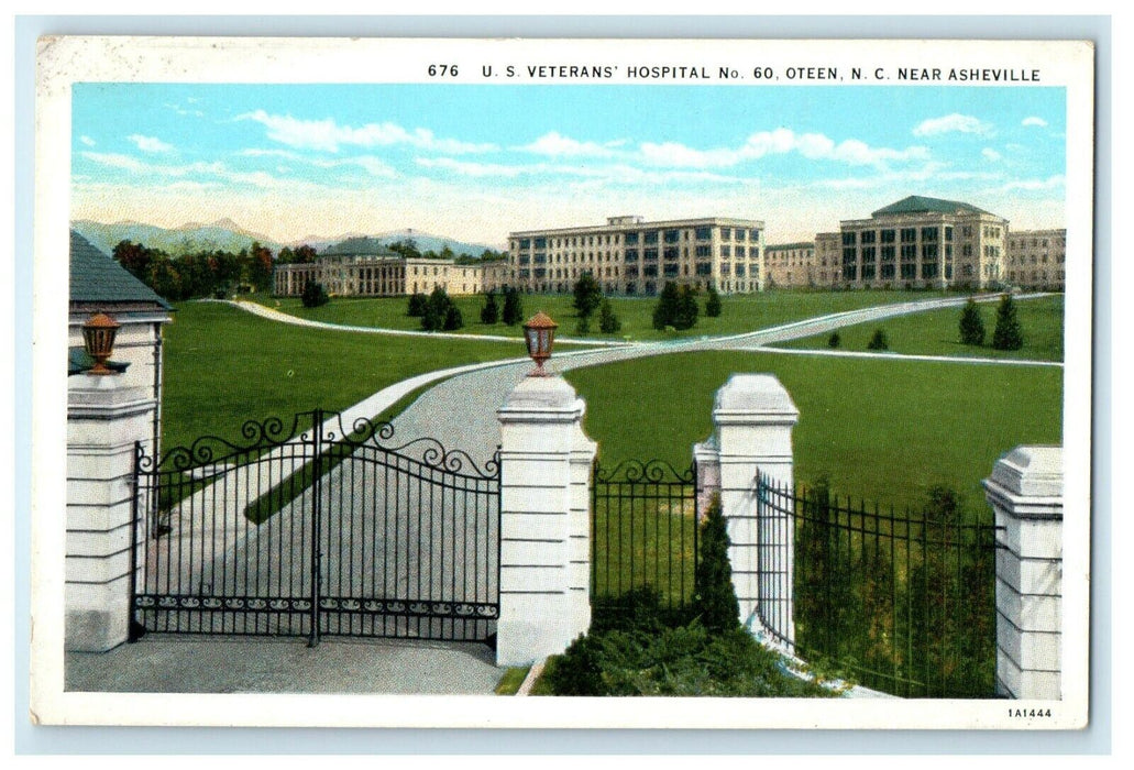 Entrance Of U.S Veteran's Hospital Oteen Asheville North Carolina NC Postcard