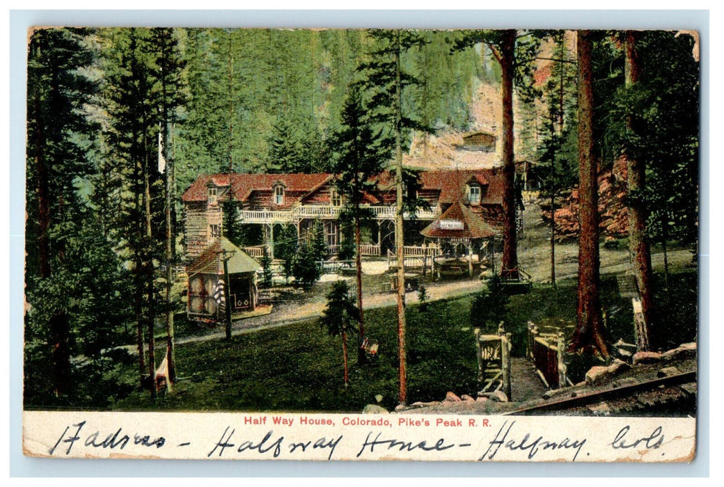 1909 Half Way House, Pike's Peak Railroad Colorado CO Posted Antique Postcard