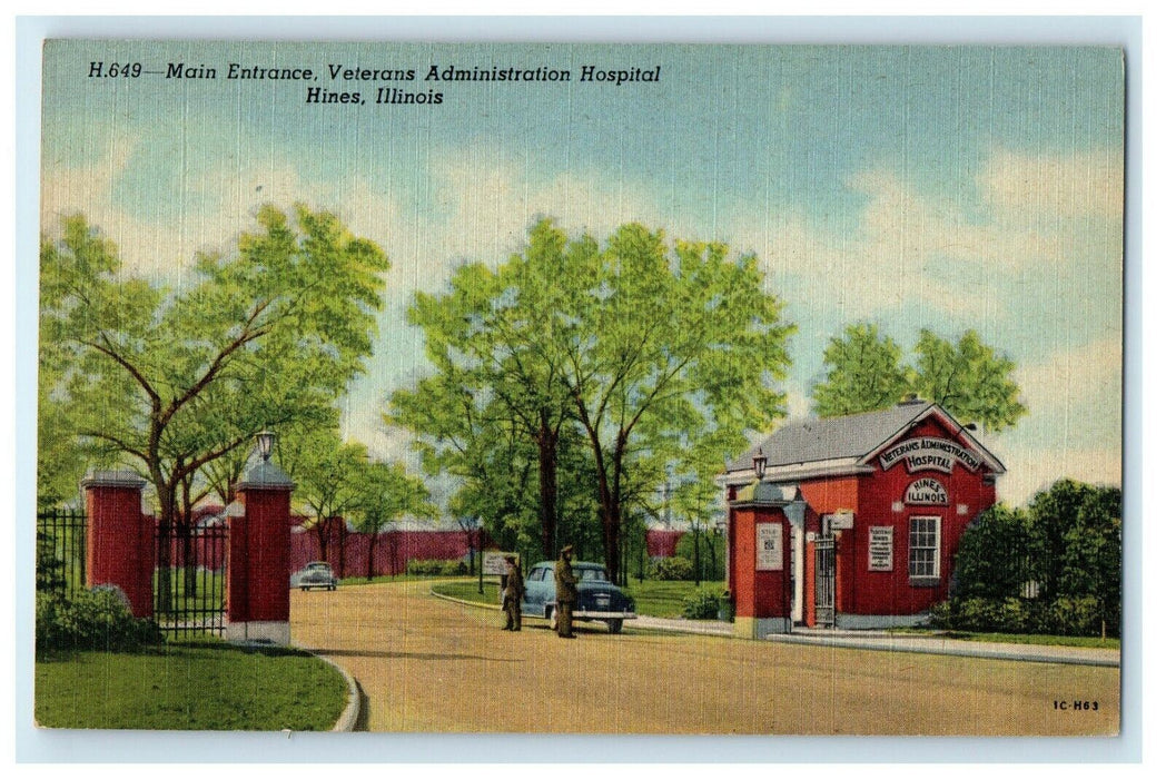 c1910 Main Entrance Veterans Administration Hospital Hines Illinois IL Postcard