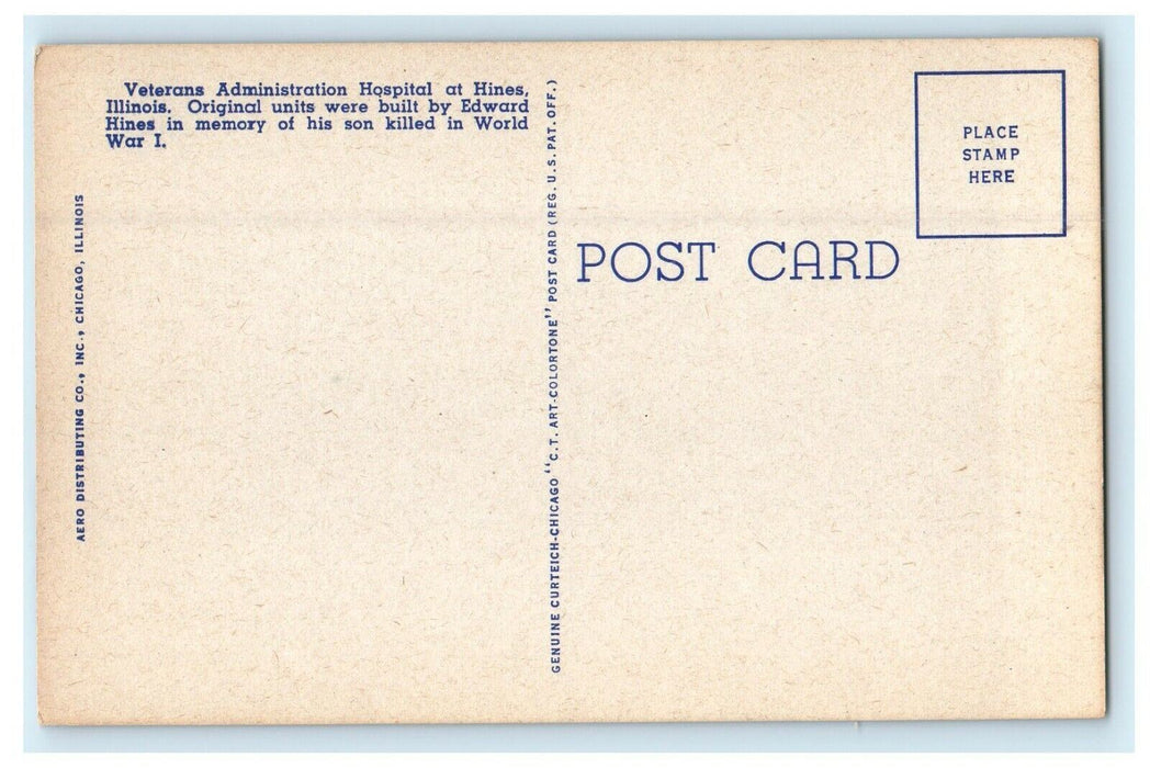 c1910 Main Entrance Veterans Administration Hospital Hines Illinois IL Postcard