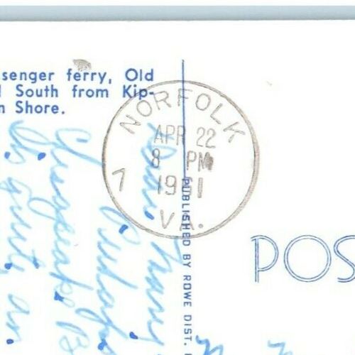 1951 View Of The Old Point Ferry Ship Passenger Comfort Topeke Beach VA Postcard