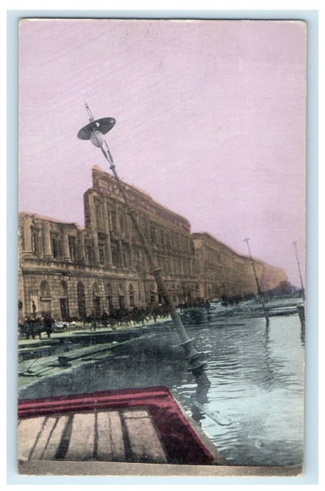 Earthquake Flood And Tidal Wave On The Waterfront At Messina Italy Postcard