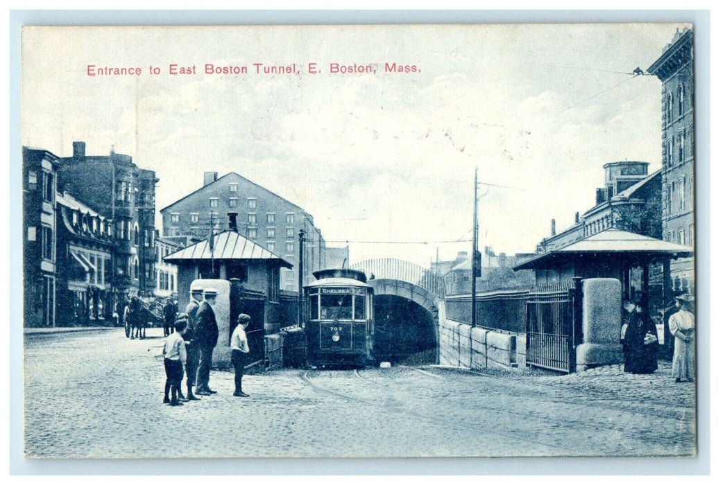 1909 East Boston Tunnel, E Boston Massachusetts MA Antique Postcard