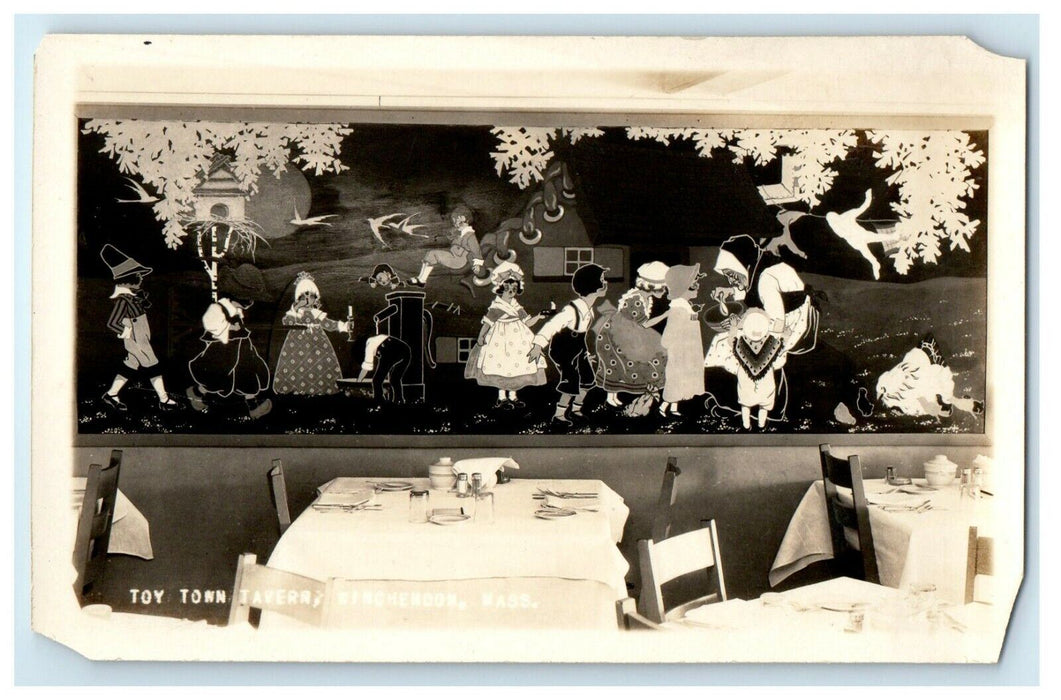 c1910 Toy Town Tavern Mural Art Winchendon Massachusetts MA RPPC Photo Postcard