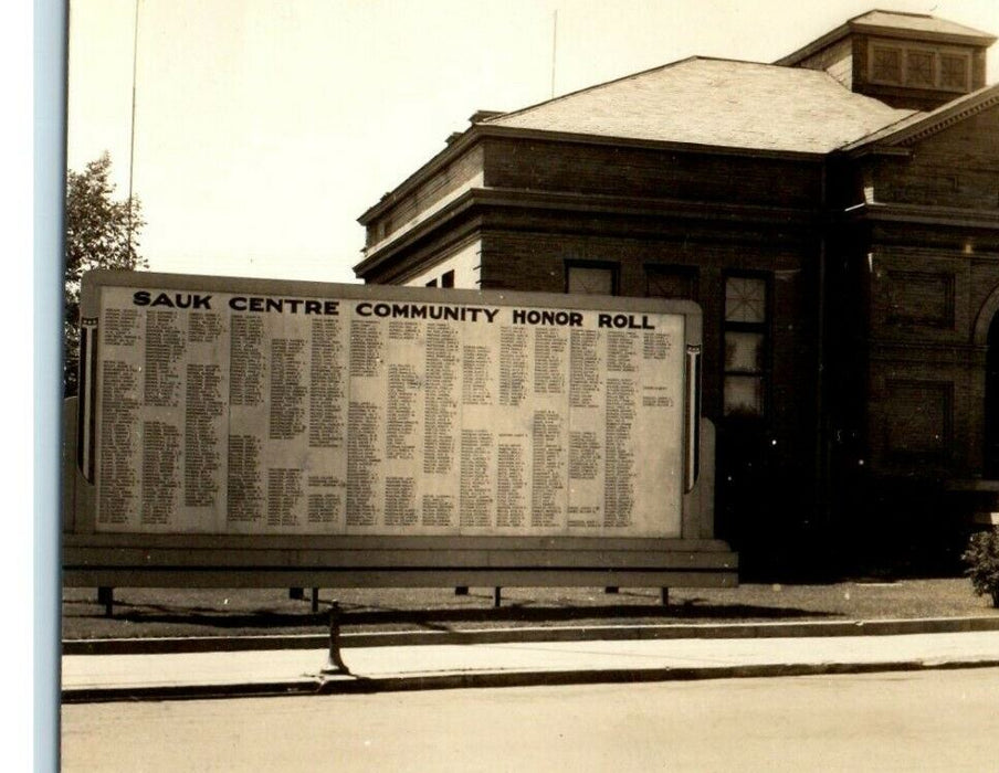 c1940's Public Library Sauk Centre Minnesota MN RPPC Photo Honor Roll Postcard