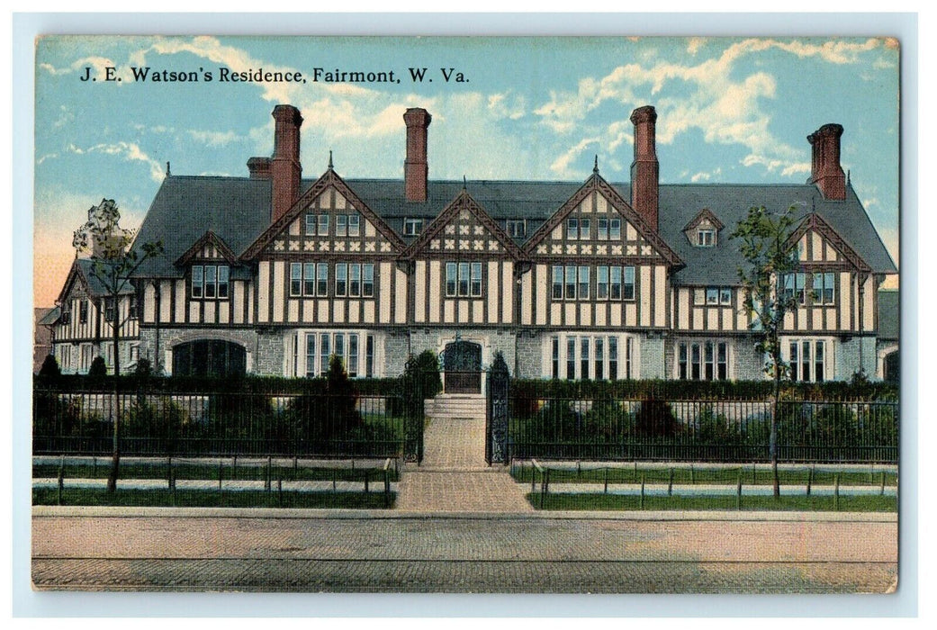 c1910 J.E. Watson's Residence Fairmont West Virginia WV Unposted Postcard