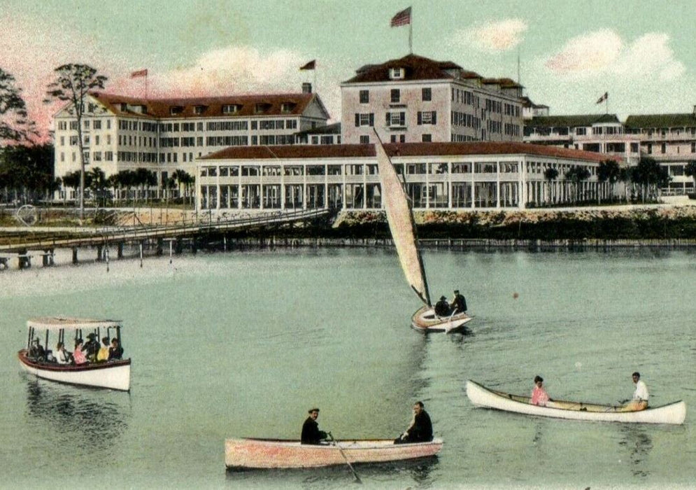 1905 View Of Hotel Boat Scene Ormond Florida FL Posted Antique Postcard