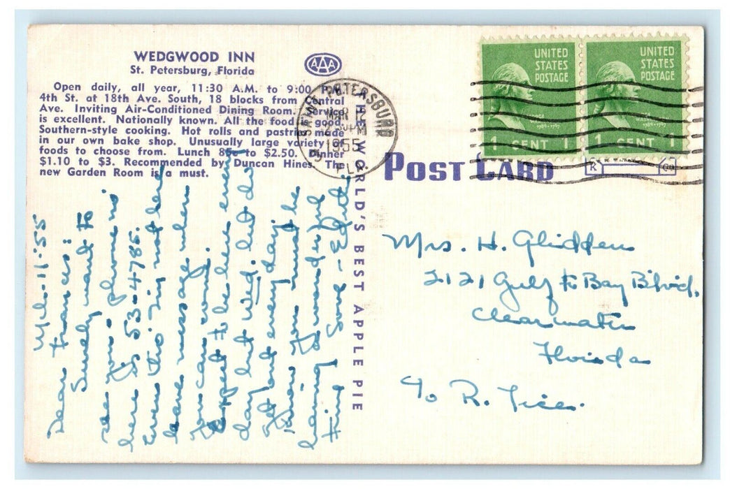 1955 Wedgwood Inn 4th St. At 18th Ave. South St. Petersburg Florida FL Postcard