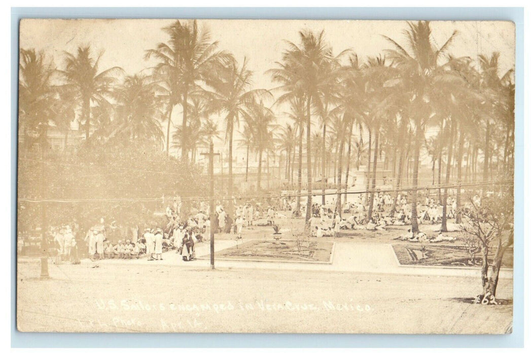 c1915 US Sailors Encamped in Veracruz Mexico Occupation Army RPPC Photo Postcard