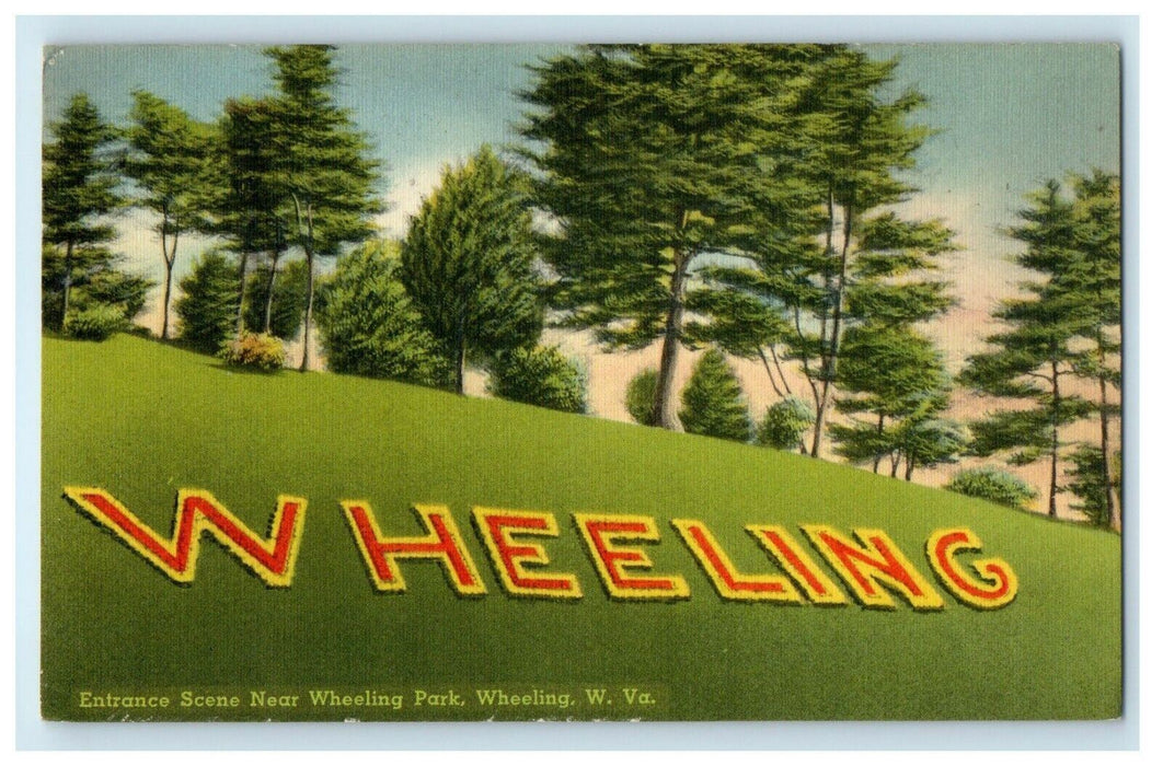 1950 Entrance Scene Near Wheeling Park, Wheeling West Virginia WV Postcard