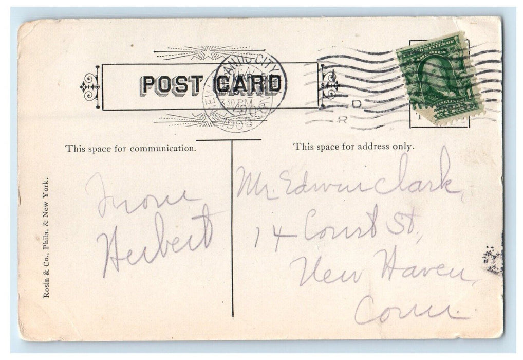1908 The Inlet Boats Dock Atlantic City New Jersey NJ Posted Antique Postcard
