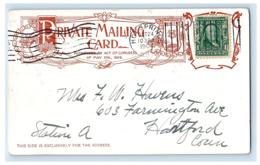 1904 Army and Navy Hospital, Eastman Hotel, Hot Springs AR PMC Postcard
