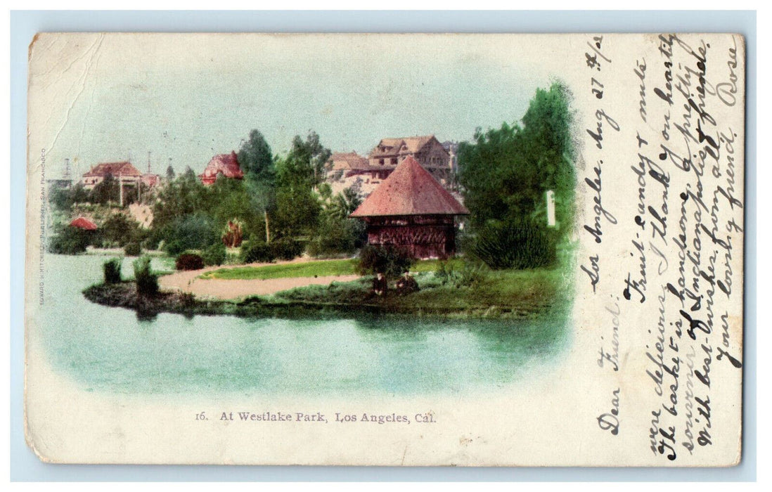 1902 At Westlake Park, Los Angeles California CA PMC Posted Postcard