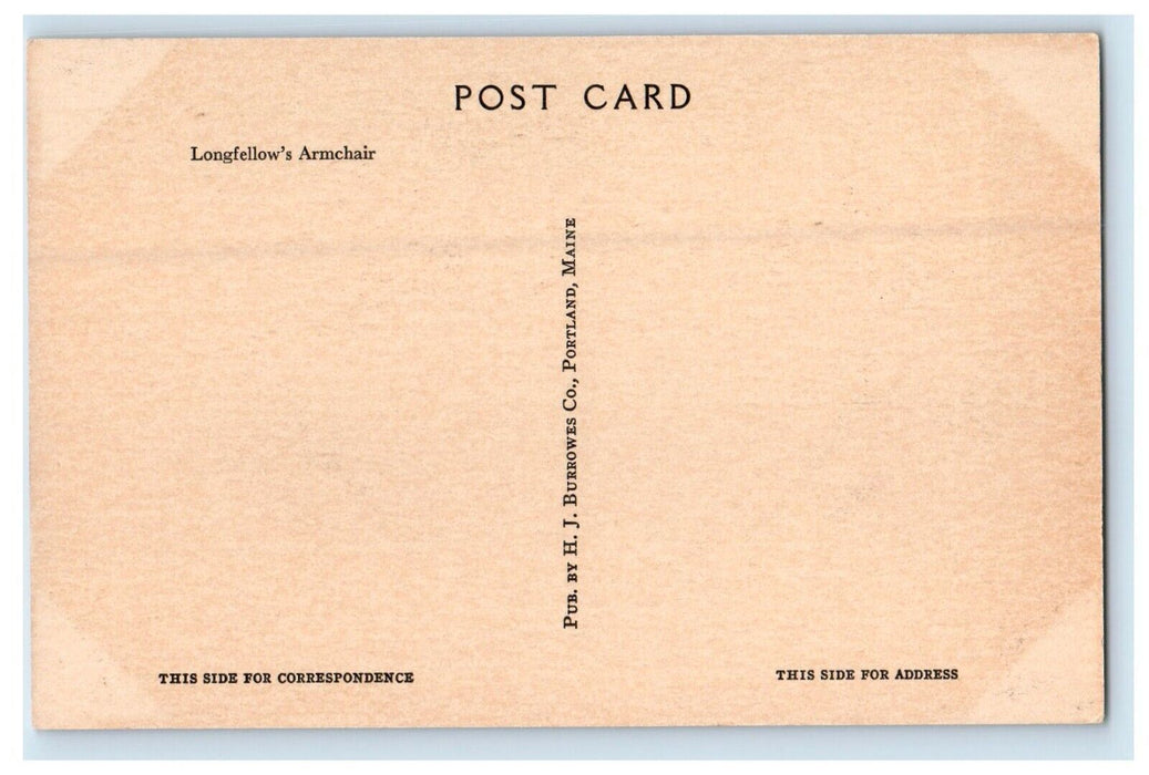 Longfellow's Arm Chair Cambridge Massachusetts MA Unposted Vintage Postcard