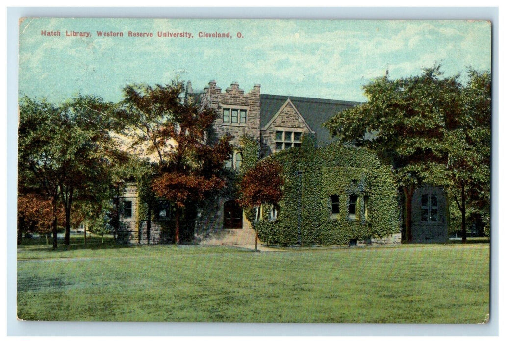 1911 Hatch Library Western Reserve University Cleveland Ohio OH Antique Postcard