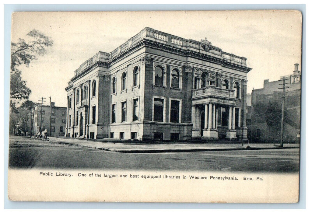 Public Library Building Equipped Libraries Western Pennsylvania Erie PA Postcard