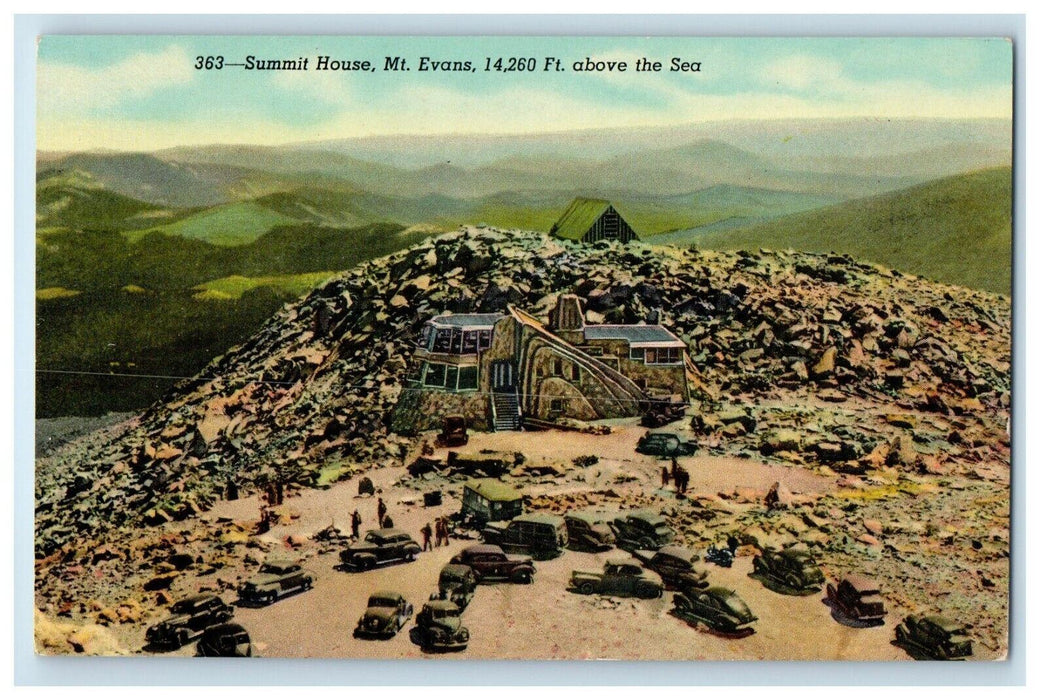 Colorado CO, View Of Summit House Mt. Evans 14,260 Ft. Above The Sea Postcard