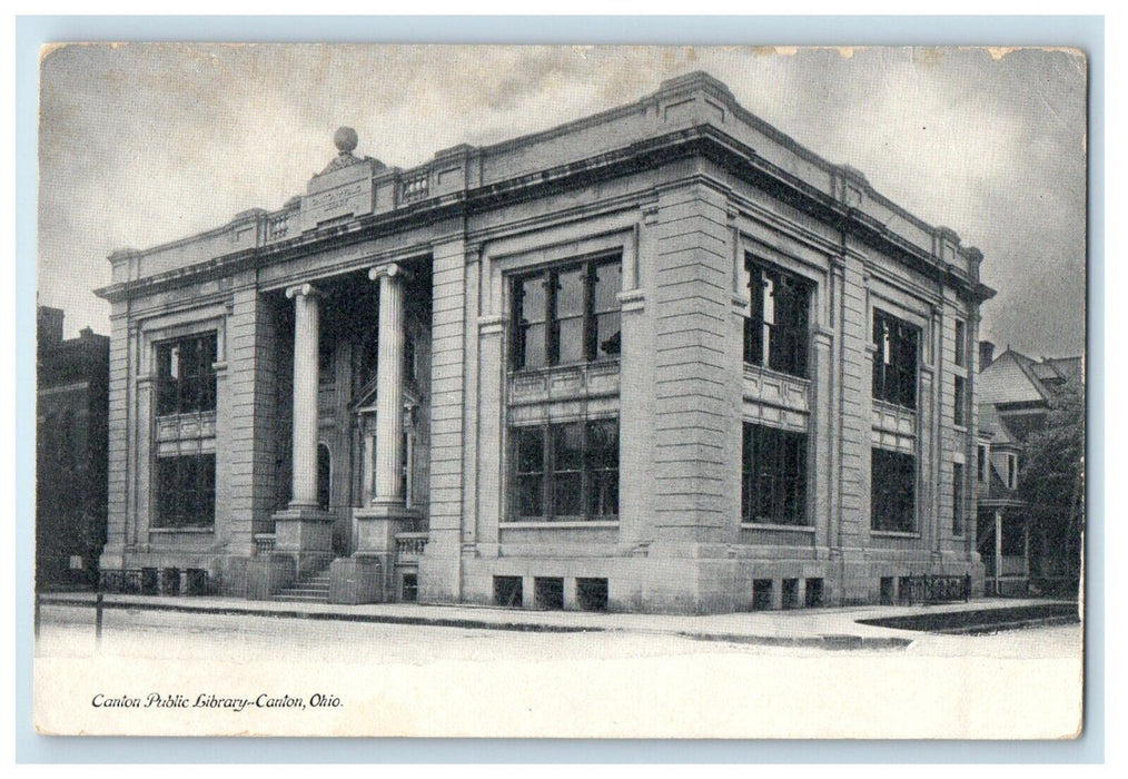 c1905 Canton Public Library Building Street View Canton Ohio OH Postcard