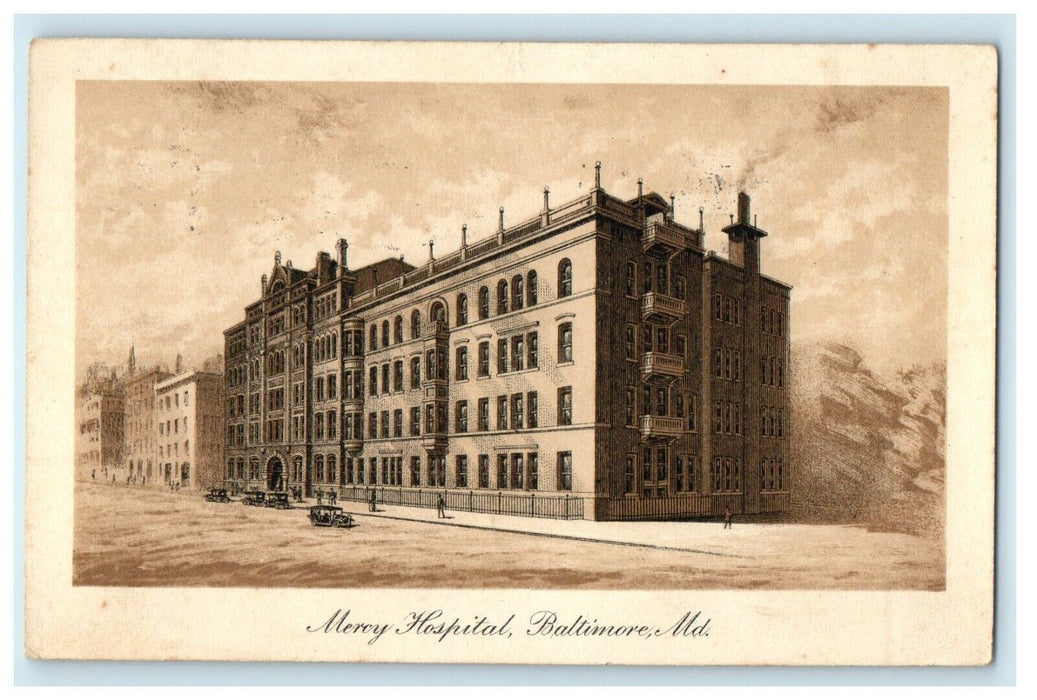 1915 Mercy Hospital, Baltimore Maryland MD Antique Postcard