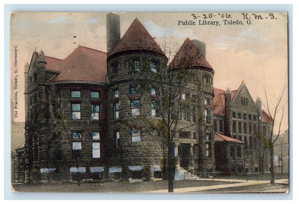 1906 Public Library Building Toledo Ohio OH Posted Antique Postcard