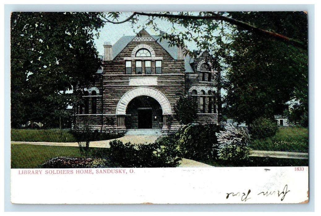 c1905 Library Soldiers Home Sandusky Ohio OH Posted Antique Postcard