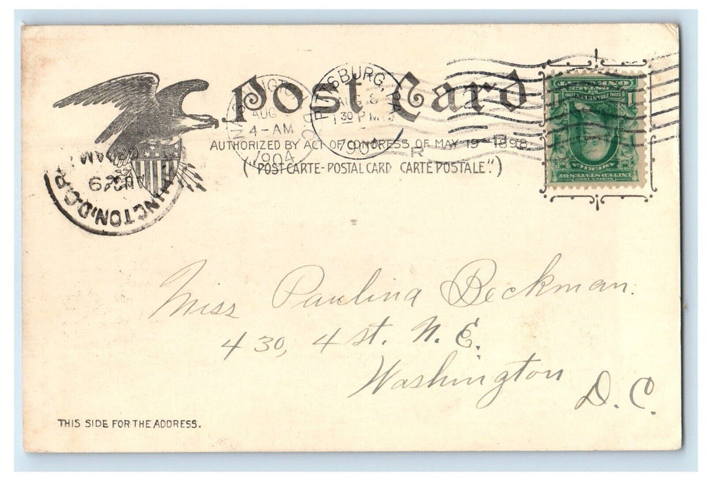 1904 Carnegie Library Building Tower Clock Allegheny Pennsylvania PA Postcard