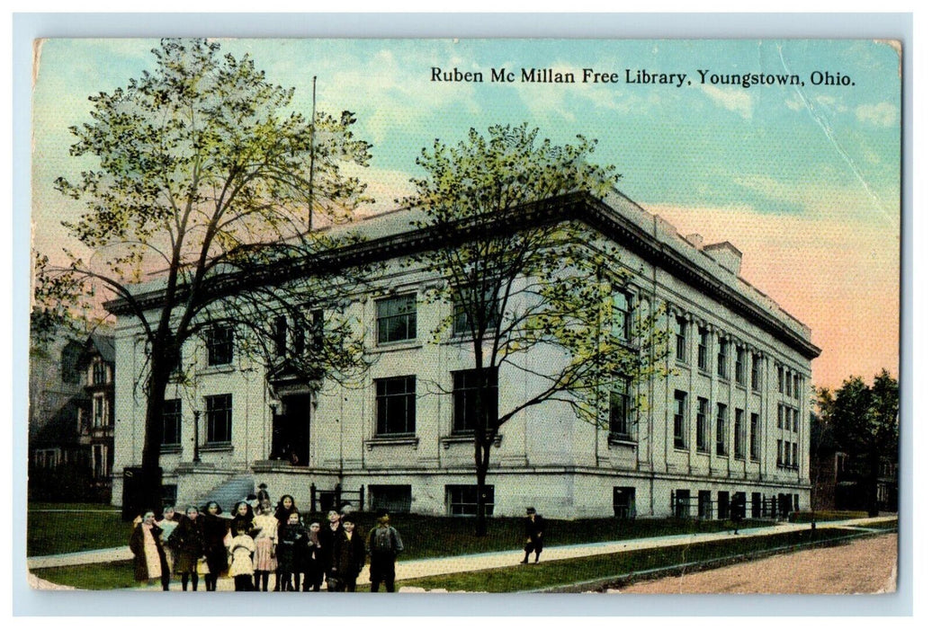 1912 Ruben Mc Millan Free Library Youngstown Ohio OH Antique Postcard