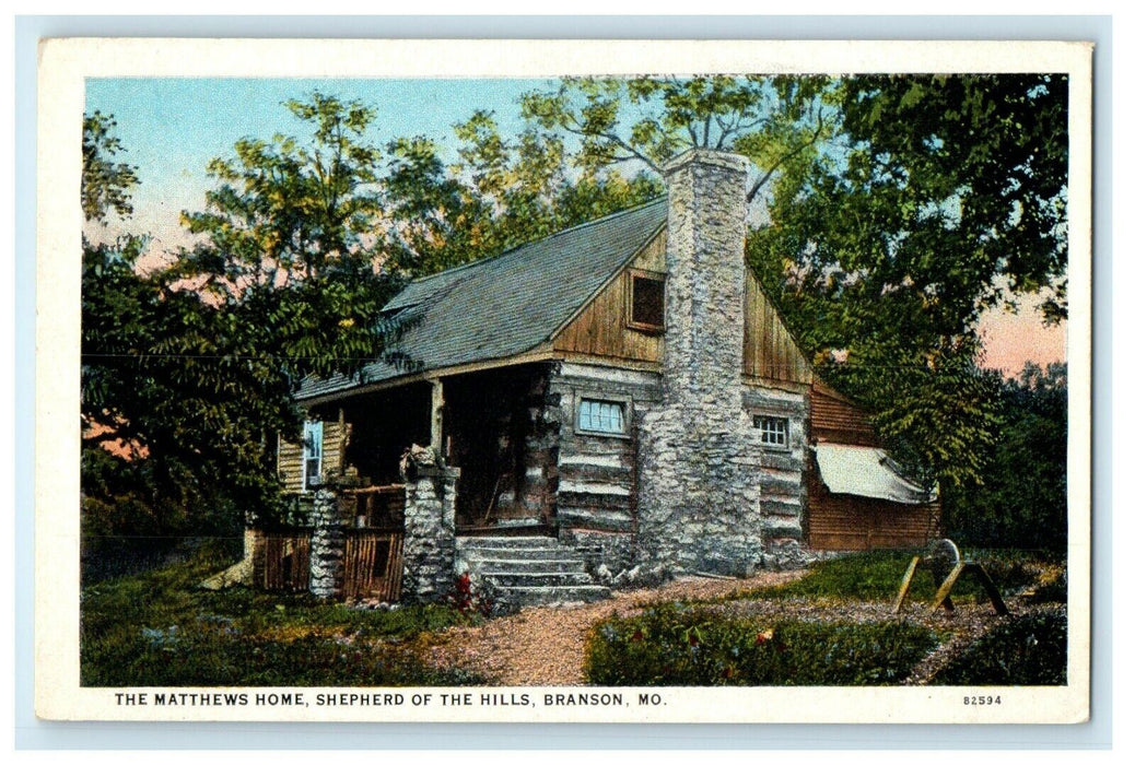 1936 The Matthews Home, Shepherd of the Hills, Branson Missouri MO Postcard