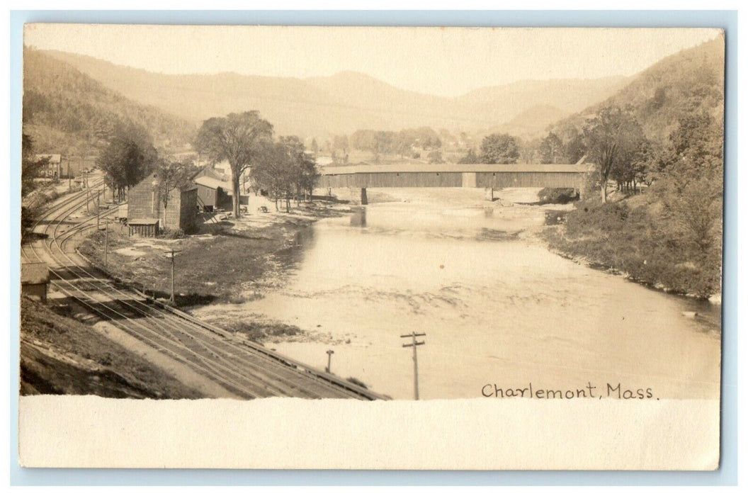 c1905 Railroad Train Charlemont Massachusetts MA RPPC Photo Antique Postcard