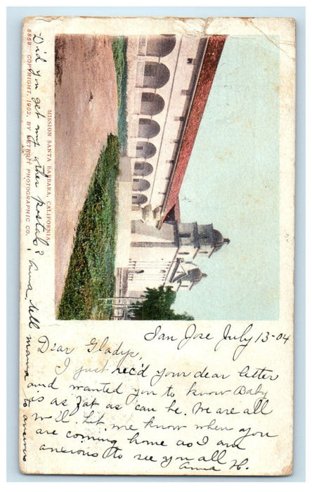 1904 Mission Santa Barbara, California CA PMC Mexico MO Posted Postcard