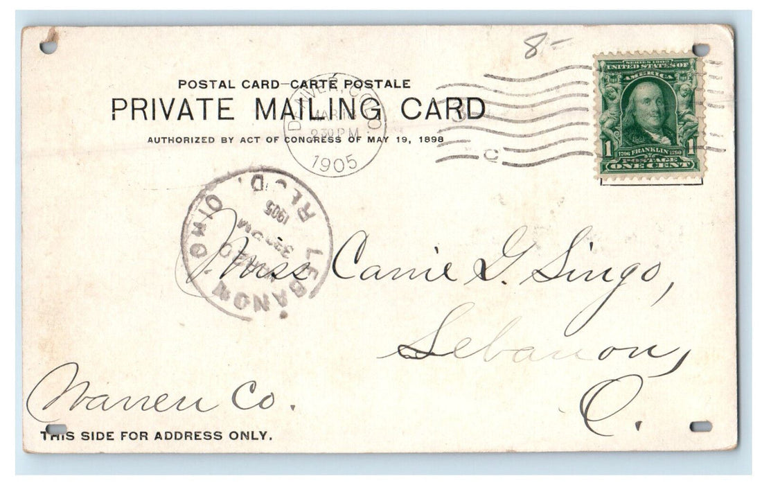 1905 US Mint State Capitol, Greetings from Denver CO Lebanon OH PMC Postcard