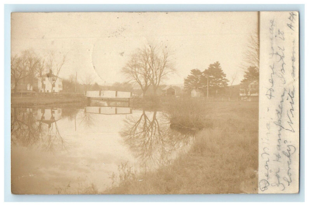 1906 House Bridge Hampden Massachusetts MA RPPC Photo Antique Postcard