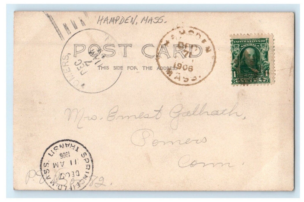 1906 House Bridge Hampden Massachusetts MA RPPC Photo Antique Postcard