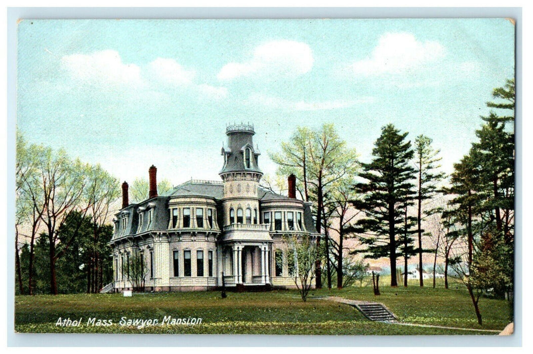 1924 Sawyer Mansion, Athol Massachusetts MA Vintage Postcard