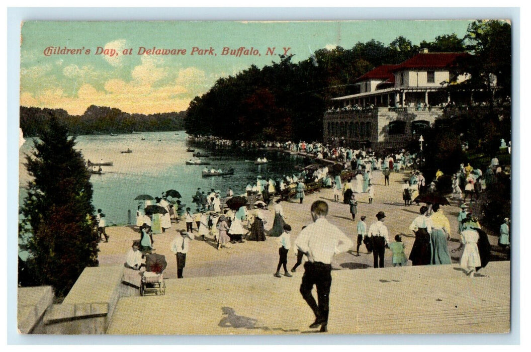 c1910 Children's Day At Delaware Park Buffalo New York NY Antique Postcard