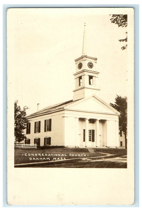 c1940's Congregational Church Oakham Massachusetts MA RPPC Photo Postcard