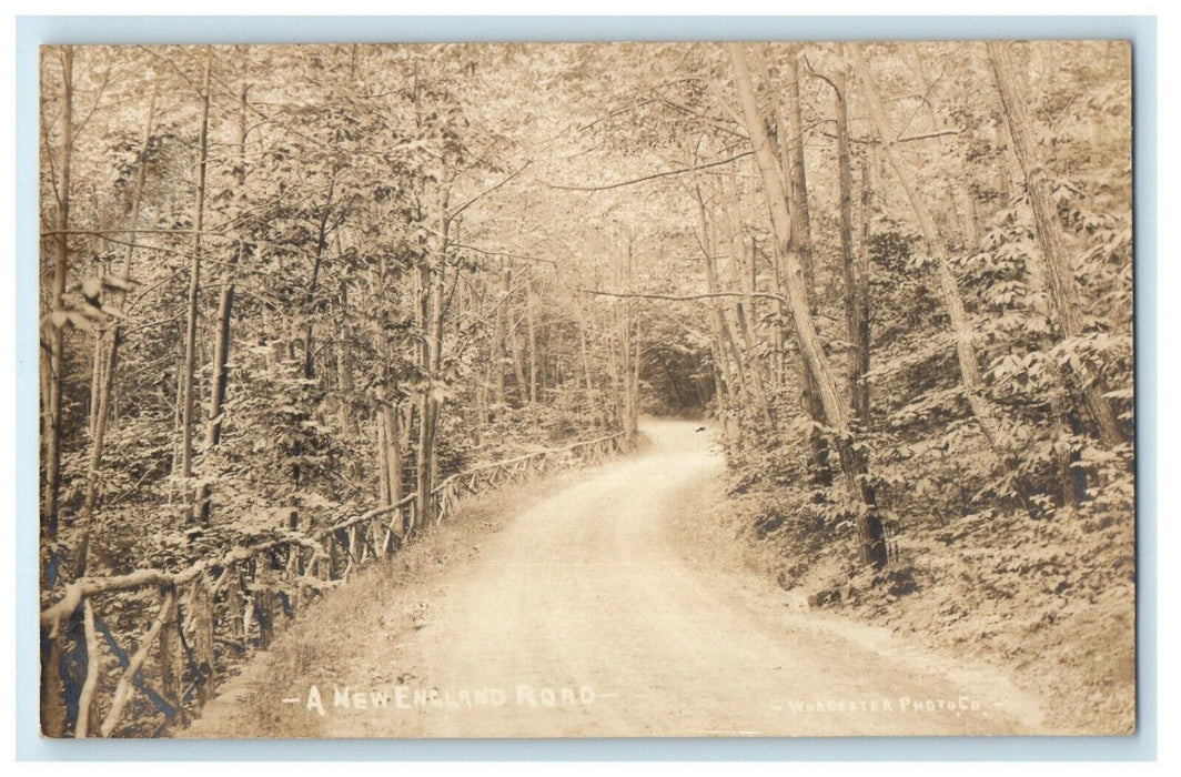 1905 Worcester Photo Co. A New England Road Massachusetts MA RPPC Photo Postcard