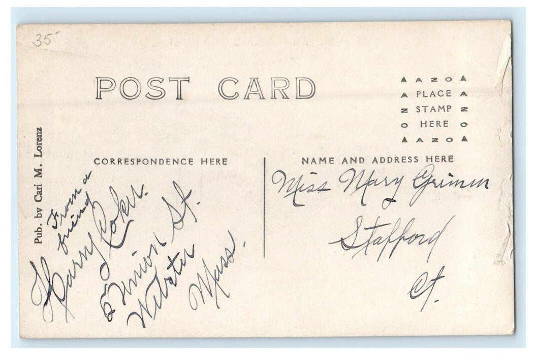 c1910's High School And Monument Webster Massachusetts MA RPPC Photo Postcard