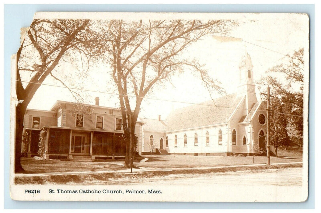1916 St. Thomas Catholic Church Palmer Massachusetts MA RPPC Photo Postcard