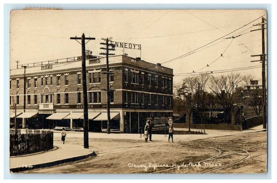 c1910's Hyde Park Clearly Square Kennedy's Massachusetts MA RPPC Photo Postcard