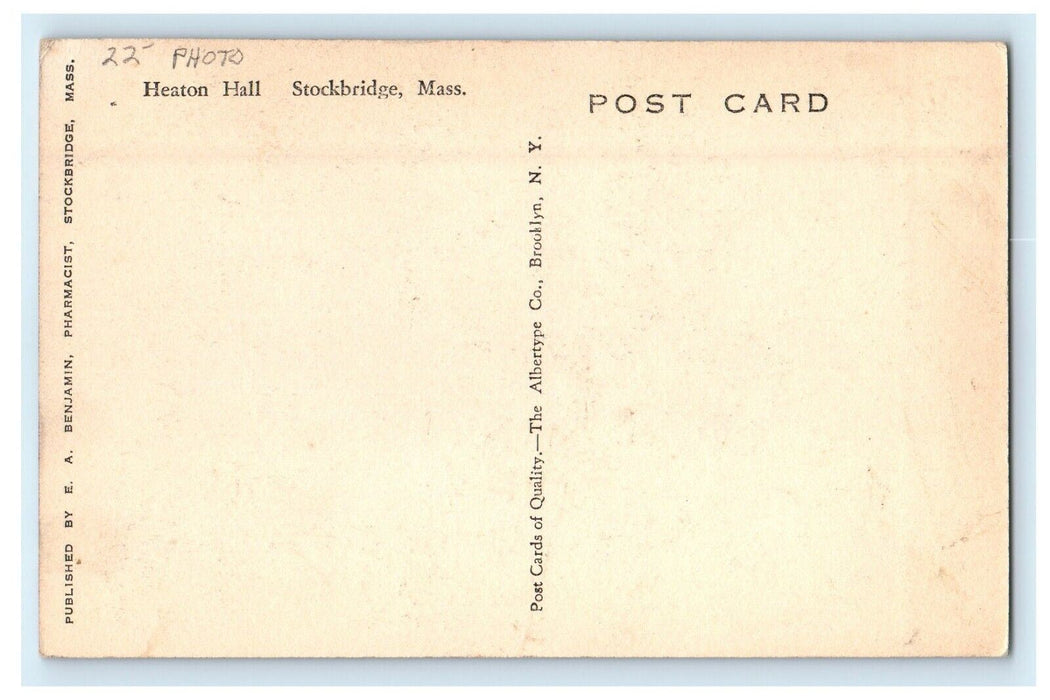 c1940's Heaton Hall Stockbridge Massachusetts MA RPPC Photo Vintage Postcard