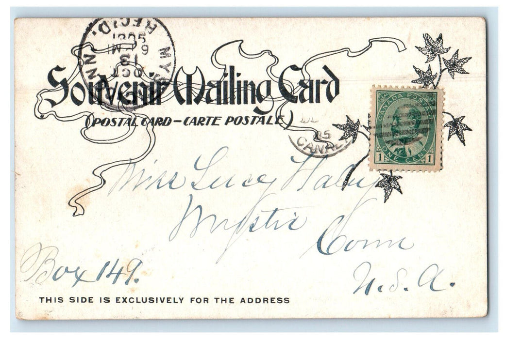 1905 Golden Dog Natura Fortis Industria Crescit Quebec Mystic CT Postcard