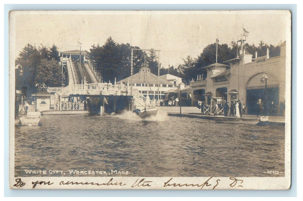 1905 White City Amusement Park Reed Photo Worcester Massachusetts RPPC Postcard