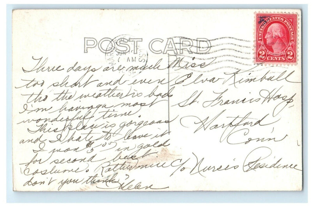1932 Sun Bathing The Rockmere Marblehead Massachusetts MA RPPC Photo Postcard