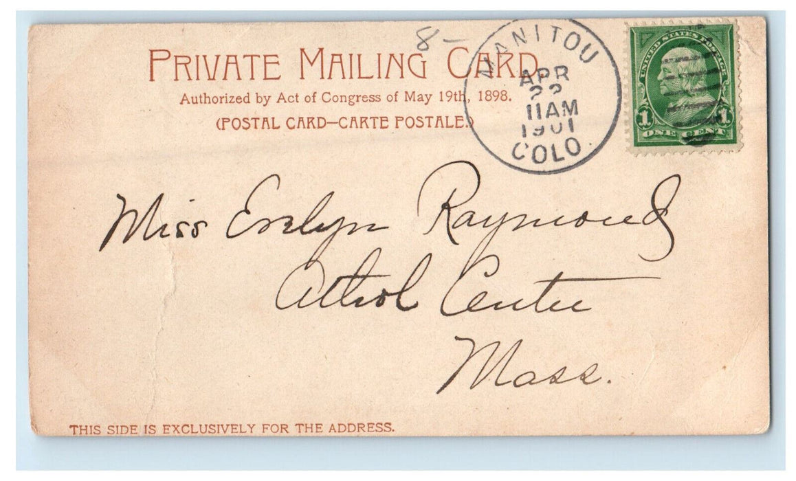 1901 Pike's Peak from the Gateway, Garden of the Gods, PMC Manitou CO Postcard