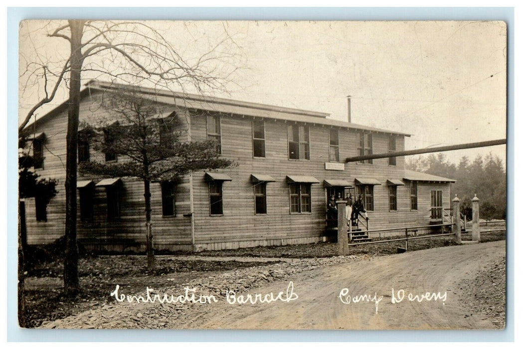 c1910's Camp Devens Massachusetts MA, Construction Barracks RPPC Photo Postcard