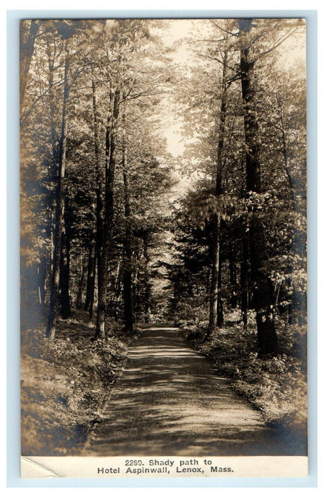 c1910 Lenox Massachusetts MA, Shady Path To Aspinwall Hotel RPPC Photo Postcard